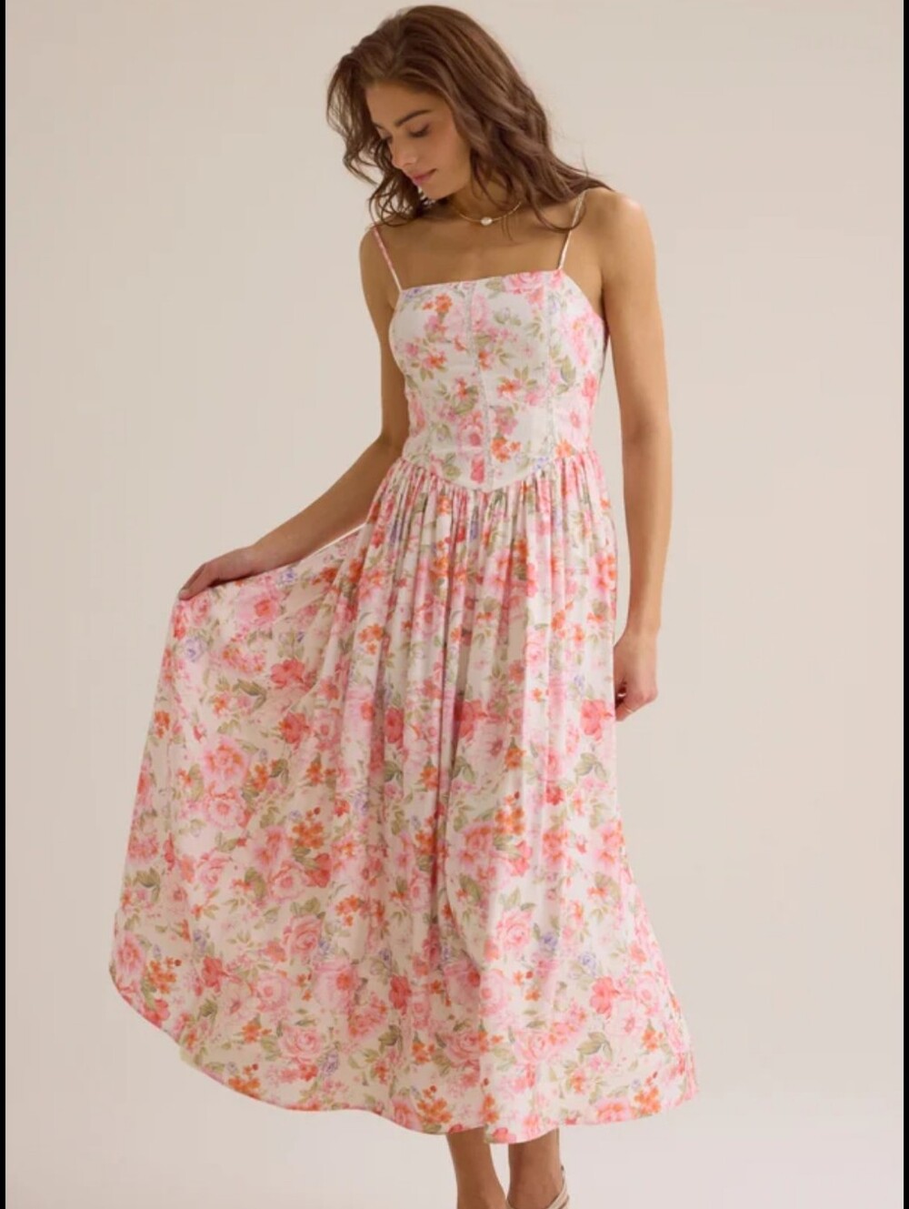 Altar'd State Dress NWT Size M Red White Floral Maxi Cottagecore Fairy Corset